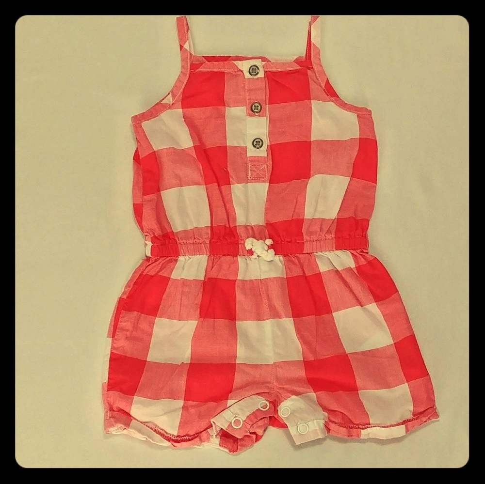 Carter's Red &White Checkered Sleeveless Romper 9m